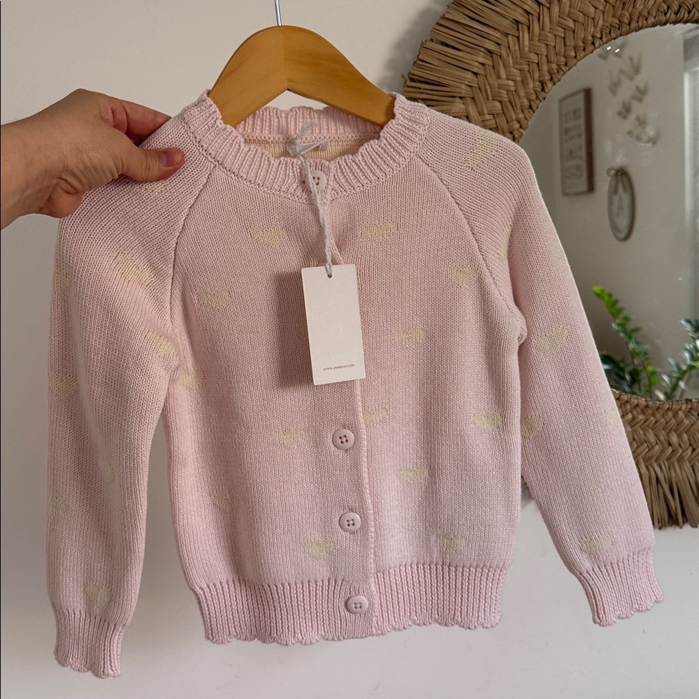 Jamie Kay Soft Pink & Cream Heart Kids Cardigan